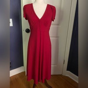 Donna Morgan size 8 red dress, vintage style, button detail front